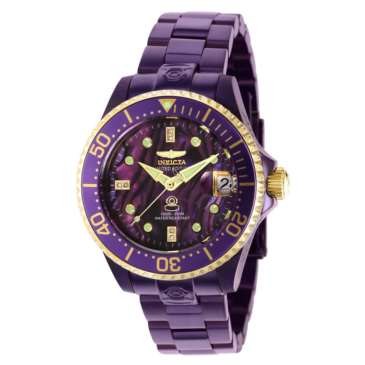 Invicta Pro Diver 0.03 Carat Diamond Automatic Women's Watch w/ Abalone Dial - 38mm, P