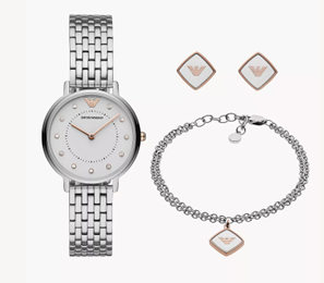 Emporio Armani Women's Two-Hand Stainless Steel Watch Gift Set
