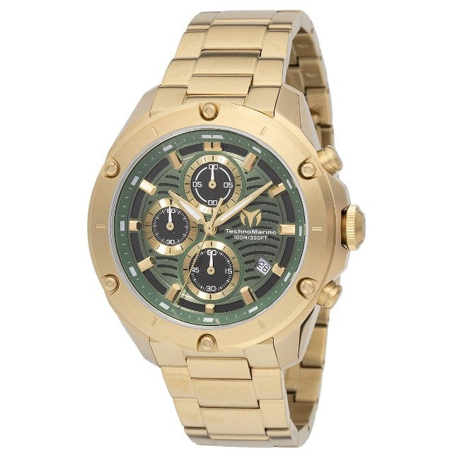 TechnoMarine Oceanico Quartz Olive Green Dial Men's Watch 44mm