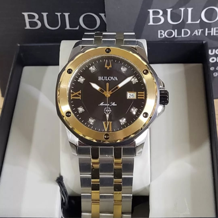 Bulova Marine Star Quartz Black Dial Men's Watch