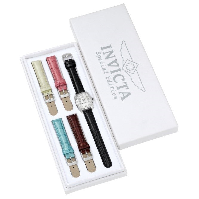 Invicta Lupah Swiss Ronda 763 Caliber Women's Watch w/ Mother of Pearl Dial - 29mm, Black with Interchangeable Strap