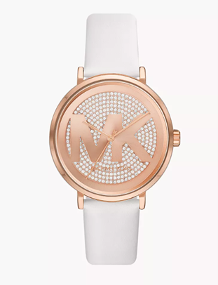 Michael Kors Three-Hand White Leather Watch
