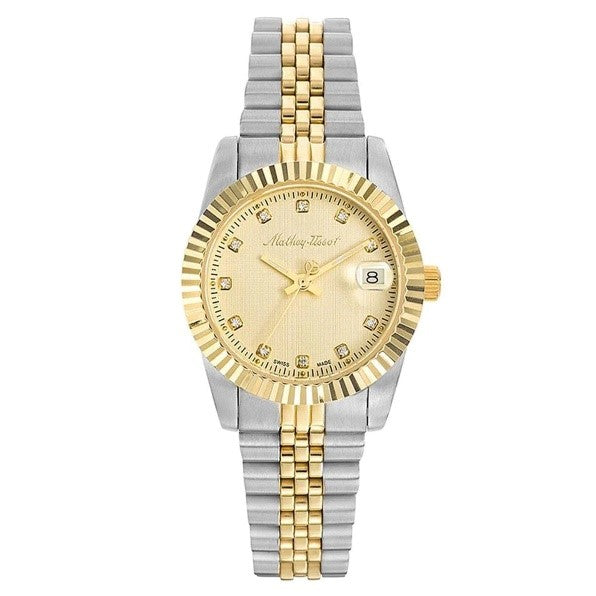 Mathey-Tissot Mathey II Quartz Crystal Gold Dial Ladies Watch-26mm