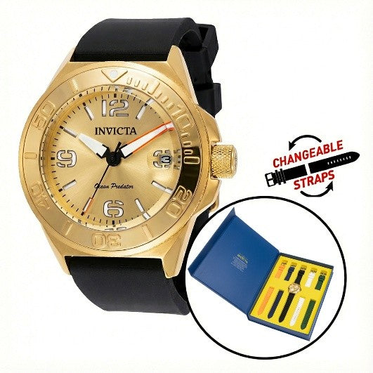 Invicta OCEAN PREDATOR Men's Watch - 43mm, Green, Orange, White, Blue, Black with Interchangeable Strap