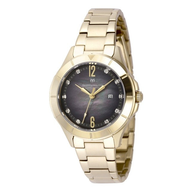 TechnoMarine Luna Tides Women's Watch w/ Mother of Pearl Dial - 33mm, Gold