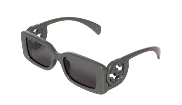 Gucci Solid Smoke Grey Rectangular Ladies Sunglasses