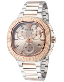 Versace V-Chrono Quartz Rose Gold Dial Unisex Watch