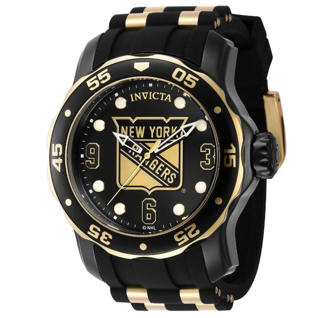 Invicta NHL New York Rangers Men's Watch - 48mm, Gold, Black