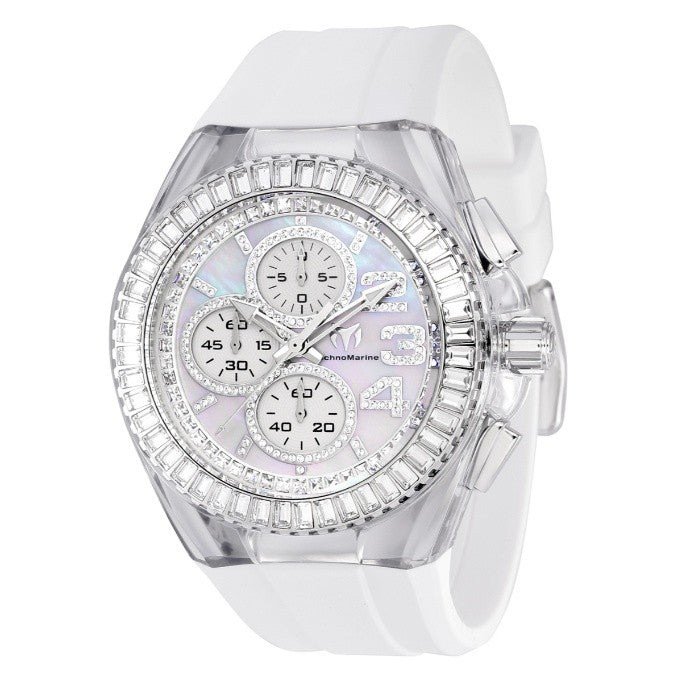 TechnoMarine Cruise Glitz Men's Watch w/ Mother of Pearl Dial - 45mm, White