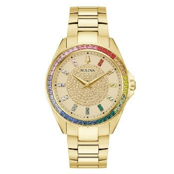 Bulova Crystal Phantom Quartz Crystal Pave Dial Uniesx Watch 45.5mm