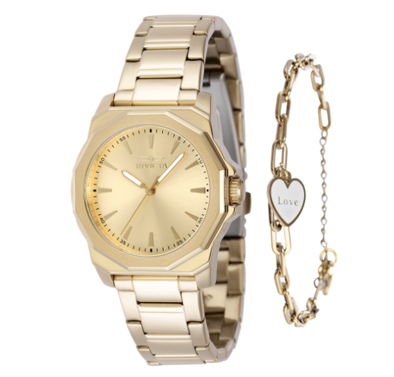 Invicta Speedway Women's Watch - 34mm, Gold With Bracelet Set