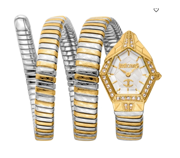Just Cavalli Signature Snake Quartz Silver Dial Women's Watch