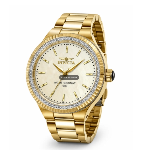 Invicta Angel Unisex Watch w/ Mother of Pearl Dial - 38mm. Gold