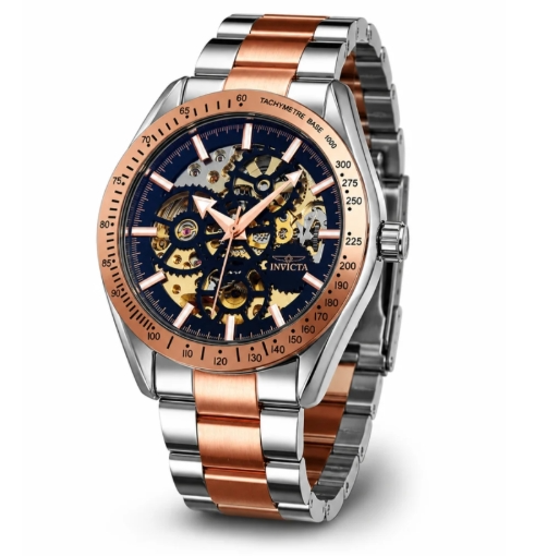 Invicta Objet D Art Excelsior Automatic Men's Watch w/ Skeleton Dial - 43mm, Silver, Rose Gold