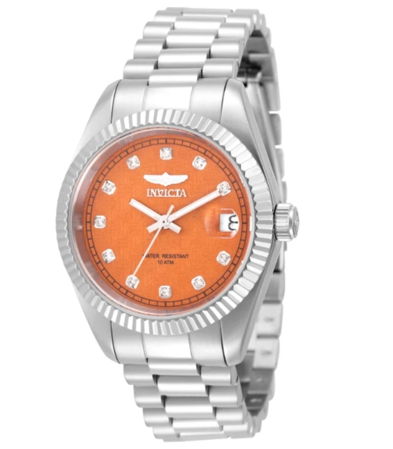 Invicta Diamond Specialty 36mm Orange Dial Women's Quartz Watch