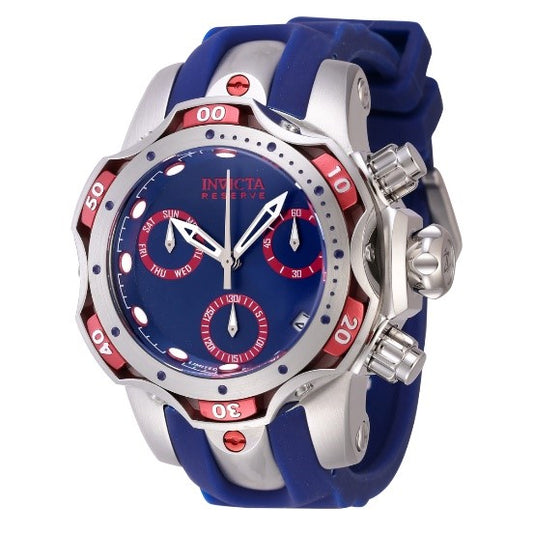 Invicta Reserve Venom Swiss Ronda Z60 Caliber Men's Watch - 44.4mm, Red, Blue, Steel