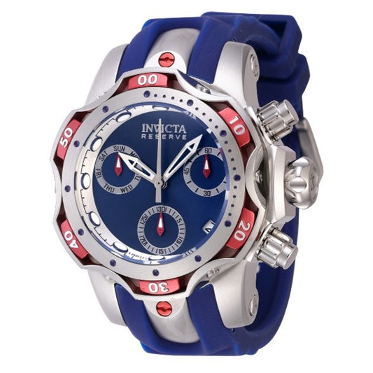 Invicta Reserve Venom Swiss Ronda Z60 Caliber Men's Watch - 44.4mm, Red, Blue, Steel