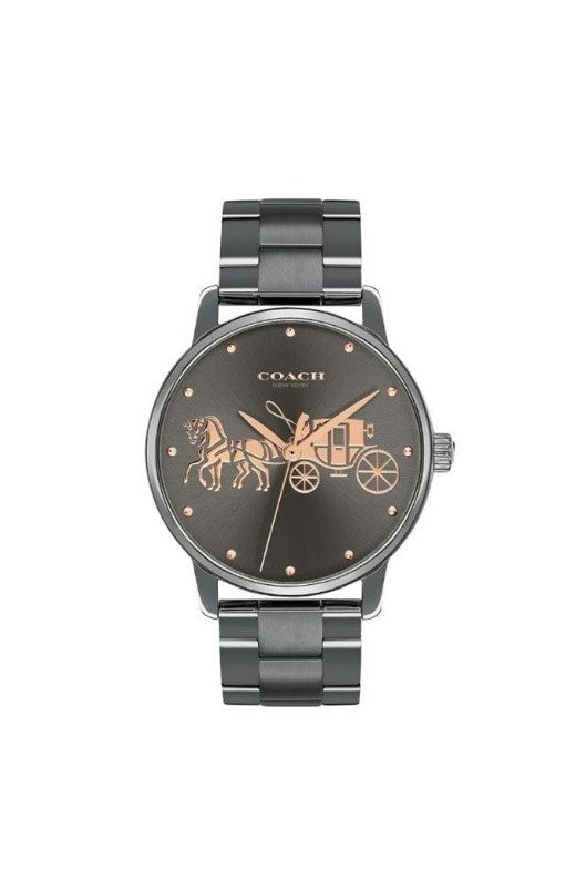 Coach Grand Quartz Dark Grey Dial Gunmetal-tone Ladies Watch