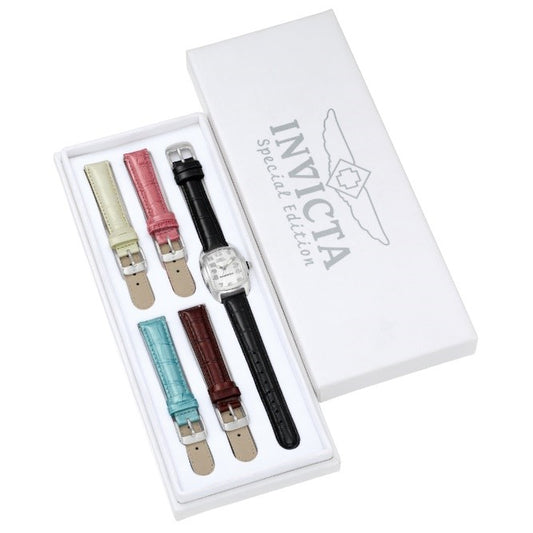 Invicta Lupah Swiss Ronda 763 Caliber Women's Watch w/ Mother of Pearl Dial - 29mm, Black with Interchangeable Strap
