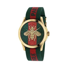 Gucci Swiss Le Marche Des Merveilles Green & Red Striped Nylon Watch