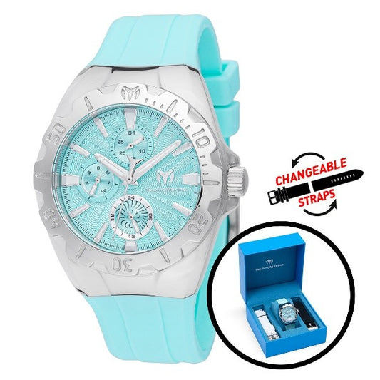 TechnoMarine Cruise Original Unisex Watch - 40mm, Black, White, Light Blue with Interchangeable Strap
