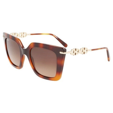 FERRAGAMO WOMEN'S BROWN SQUARE SUNGLASSES