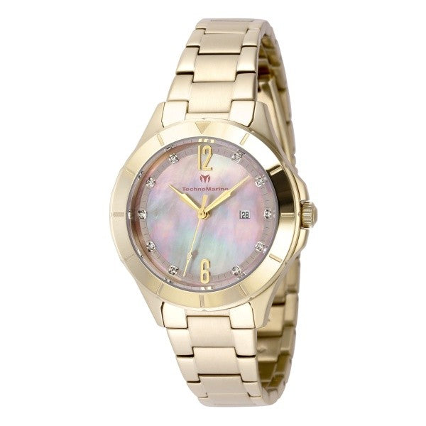 TechnoMarine Luna Tides Women's Watch w/ Mother of Pearl Dial - 33mm, Gold