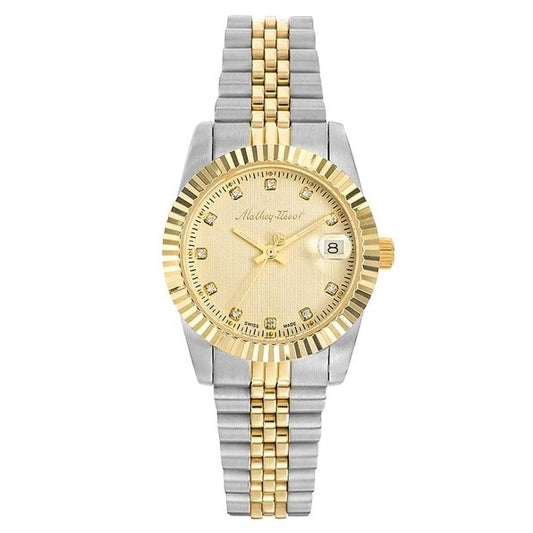 Mathey-Tissot Mathey II Quartz Crystal Gold Dial Ladies Watch-26mm