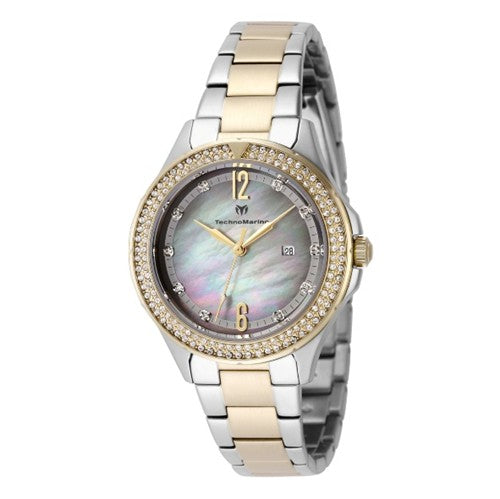 TechnoMarine Luna Tides Women's Watch w/ Mother of Pearl Dial - 33mm, Gold, Steel