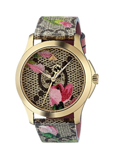 Gucci G-Timeless Pink Blooms Print Dial Ladies Watch