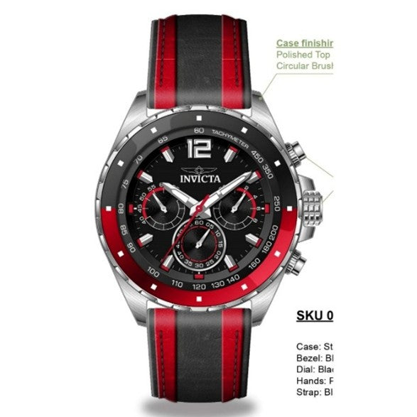 Invicta Invicta Racing Men's Watch Leather - 44mm, Red, Black