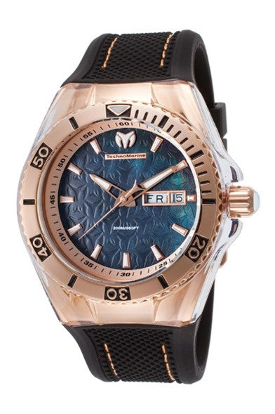 TechnoMarine Cruise Monogram Swiss Ronda 517 Caliber Men's Watch w/ Mother of Pearl Dial - 44mm, Black