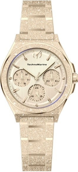 TechnoMarine Ocean Quartz Gold Dial Women's Watch 34mm