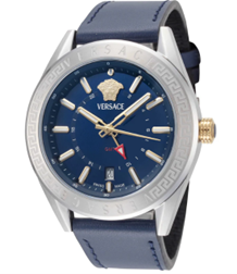Versace V-Code Quartz Blue Dial Men's Watch