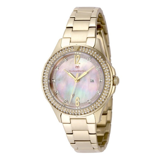 TechnoMarine Luna Tides Women's Watch w/ Mother of Pearl Dial - 33mm, Gold