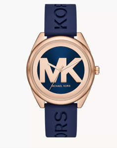 Michael Kors Jan Three-Hand Navy Silicone Watch- 42mm
