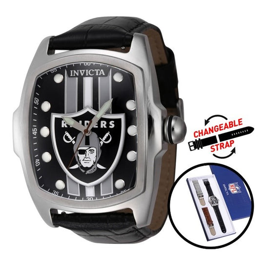 Invicta NFL Las Vegas Raiders Men's Watch - 47mm, Black with Interchangeable Strap