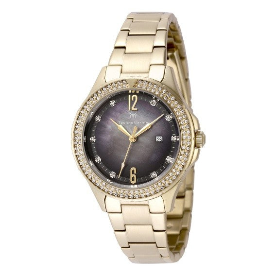 TechnoMarine Luna Tides Women's Watch w/ Mother of Pearl Dial - 33mm, Gold