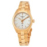Tissot PR 100 Silver Dial Rose Gold PVD Ladies Watch