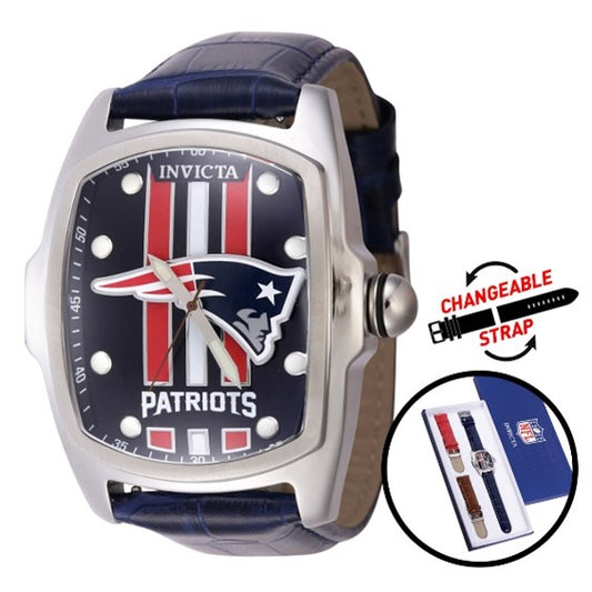 Invicta NFL New England Patriots Men's Watch - 47mm, Dark Blue with Interchangeable Strap