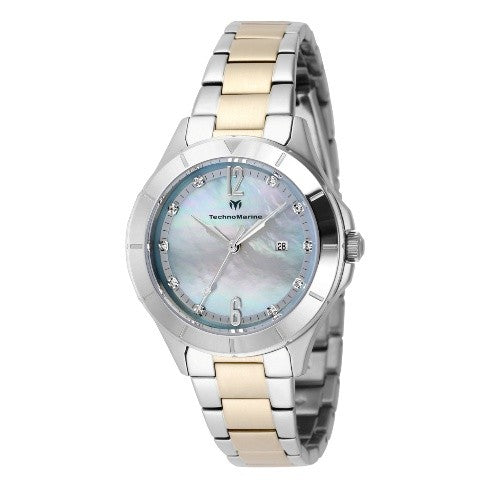 TechnoMarine Luna Tides Women's Watch w/ Mother of Pearl Dial - 33mm, Gold, Steel