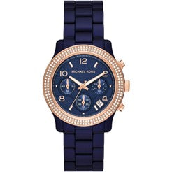 MICHAEL KORS Runway Chronograph Quartz Crystal Blue Dial Ladies