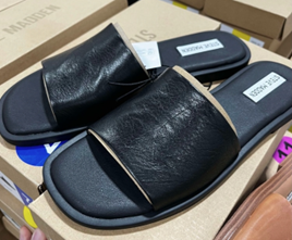 Steve Madden Leather Women Slide, black Size 9