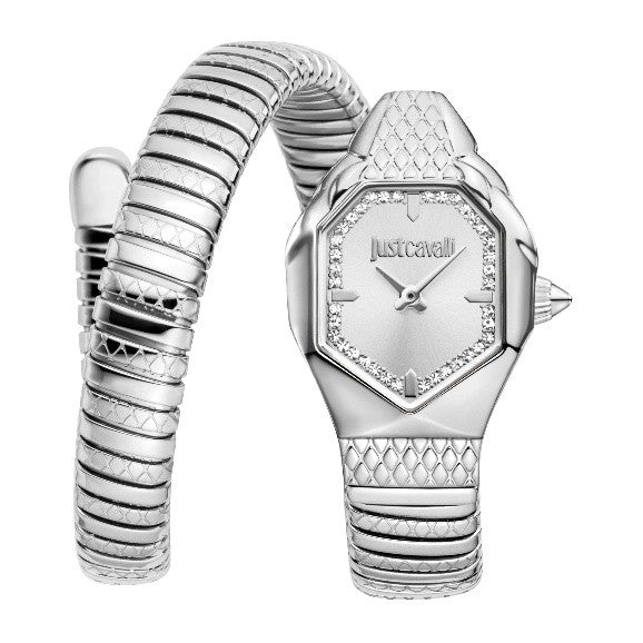 Just Cavalli Snake Quartz Silver Dial Women's Watch