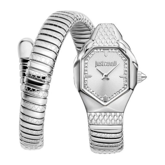 Just Cavalli Snake Quartz Silver Dial Women's Watch
