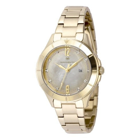 TechnoMarine Luna Tides Women's Watch w/ Mother of Pearl Dial - 33mm, Gold
