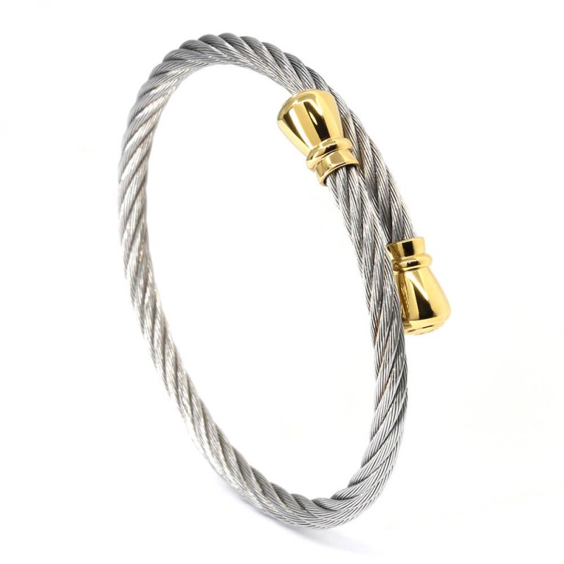 CHARRIOLStainless Steel Cable Yellow Gold Pvd Bangle