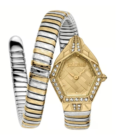 Just Cavalli Snake Quartz Champagne Dial Women's Watch