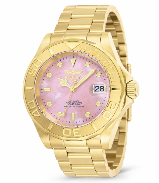 Invicta Pro Diver Automatic Womens Watch w/ Mother of Pearl Dial - 40mm, Gold