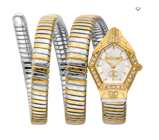 Just Cavalli Signature Snake Quartz Silver Dial Women's Watch
